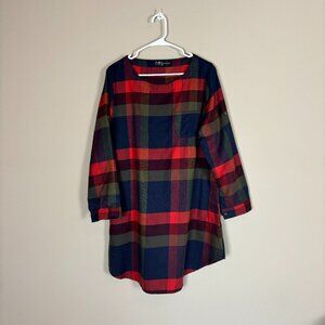 Cupshe Red and Navy Plaid Tunic Dress - Size XL
